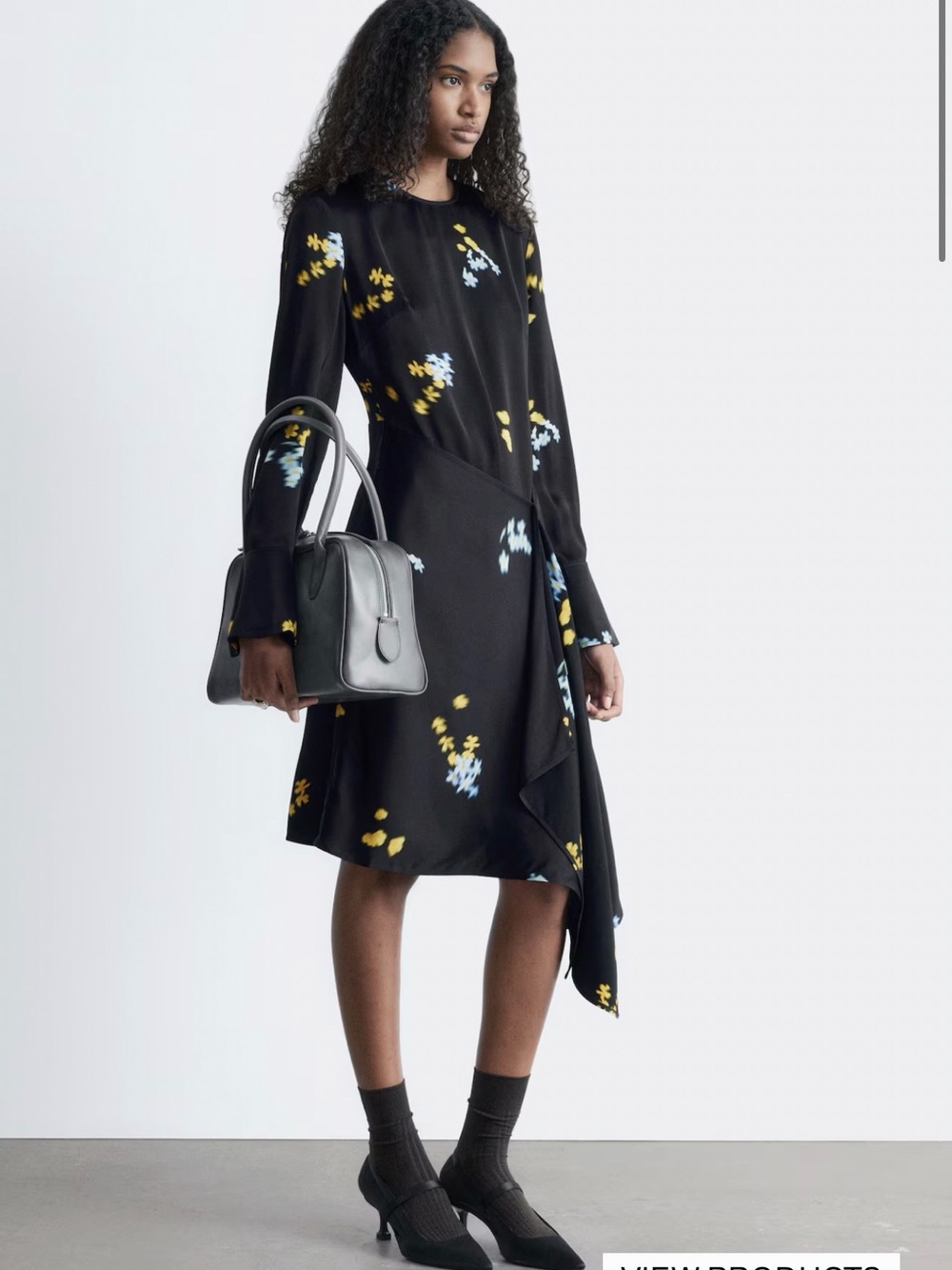 And other stories black silky assymetrical dress sz 4 EUC